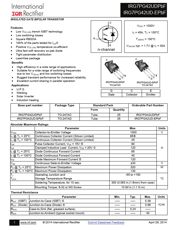 IRG7PG42UD-EPbF