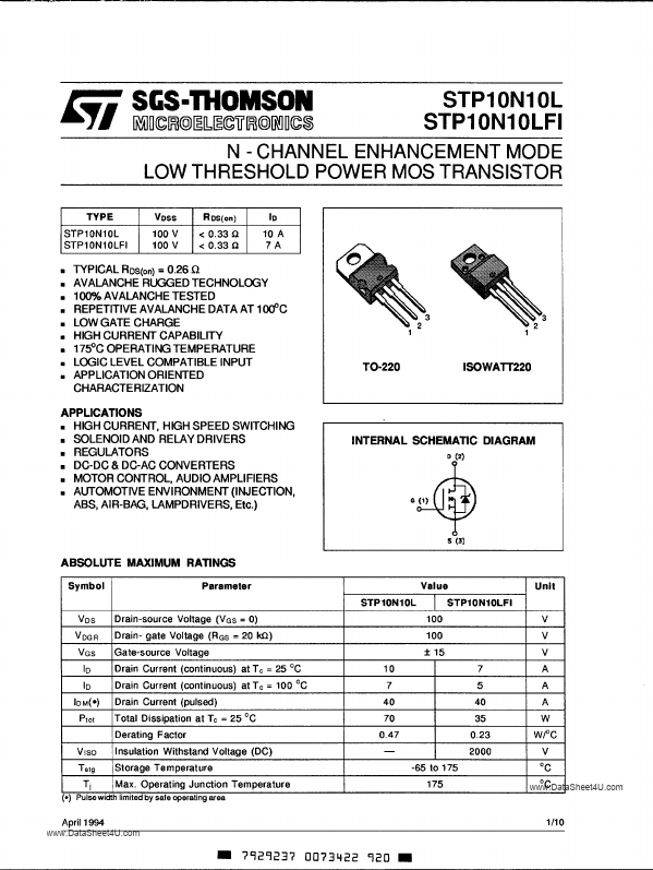 STP10N10LFI