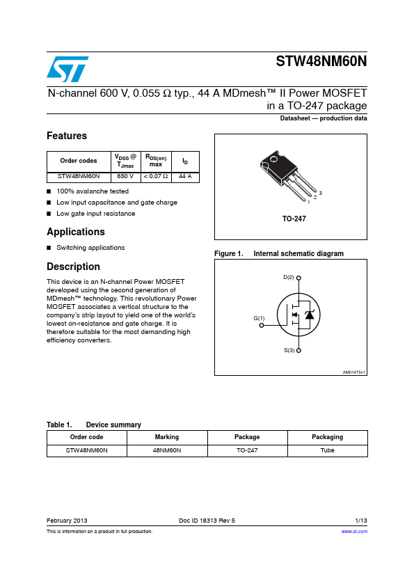 STW48NM60N