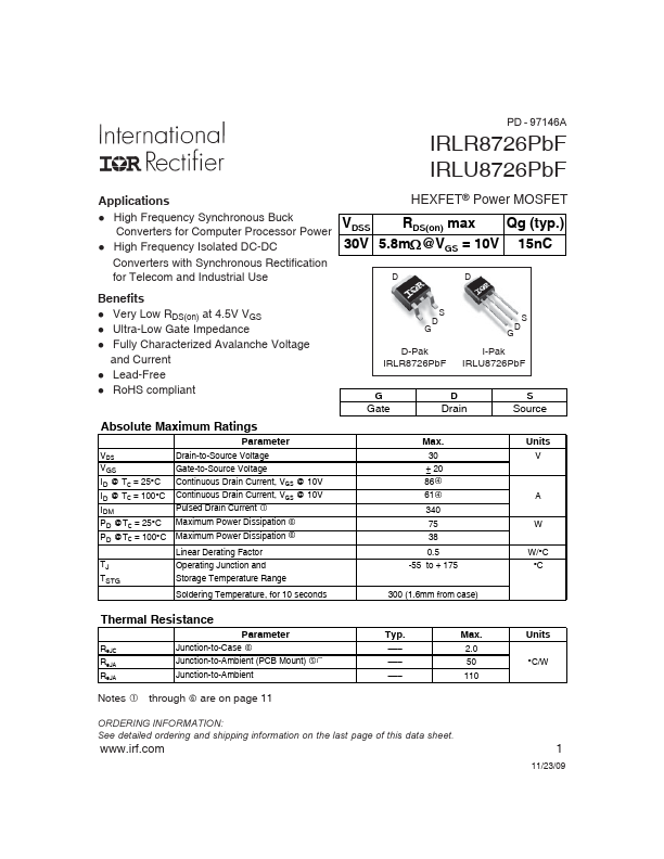 IRLU8726PBF