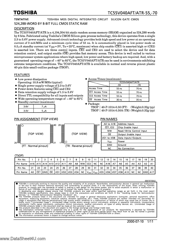 TC55V040AFT