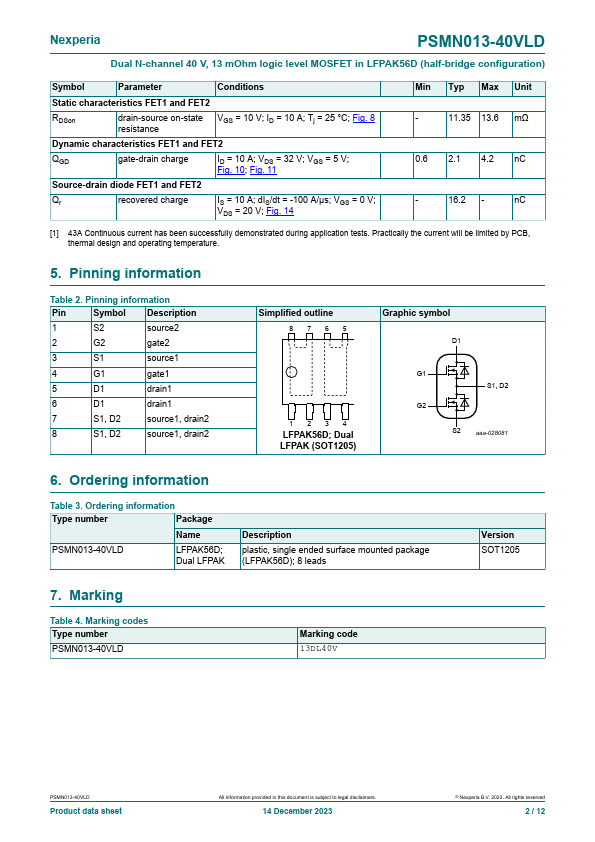 PSMN013-40VLD