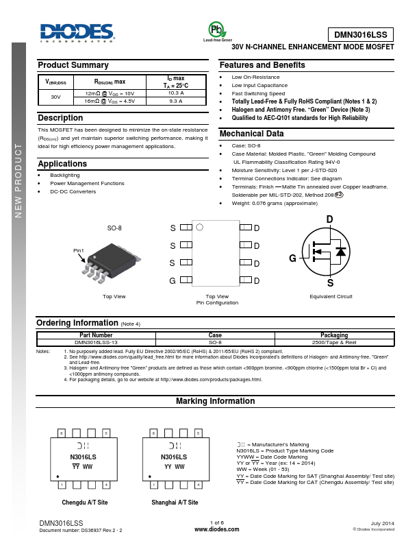 DMN3016LSS