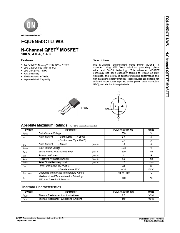 FQU5N50CTU-WS