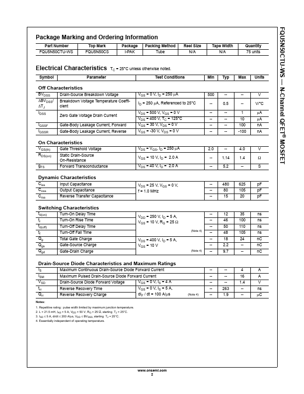 FQU5N50CTU-WS