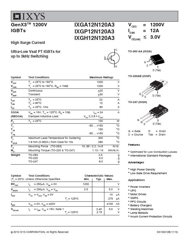 IXGA12N120A3