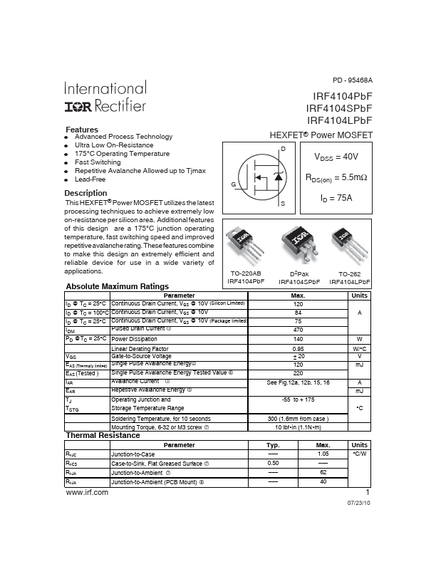 IRF4104SPbF