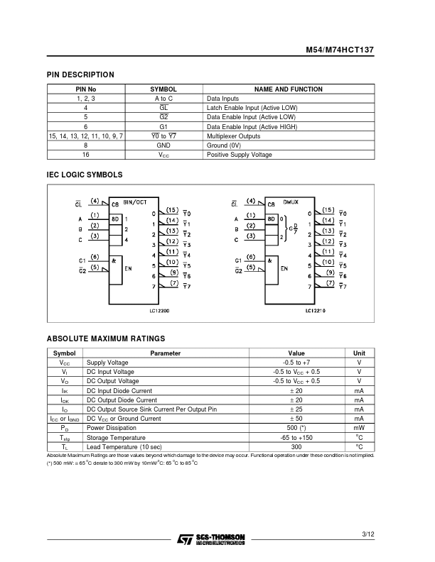 M54HCT137