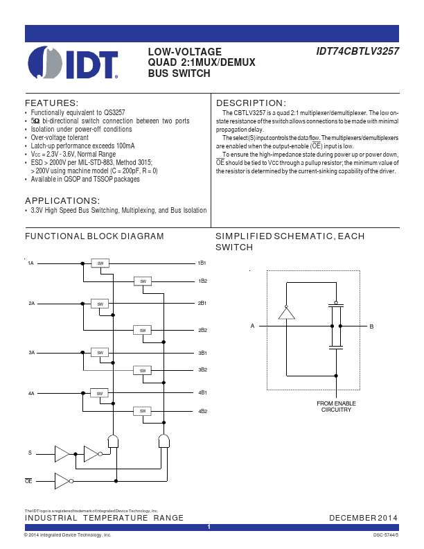 IDT74CBTLV3257