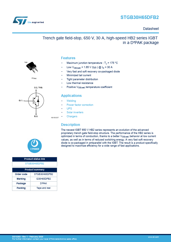 STGB30H65DFB2