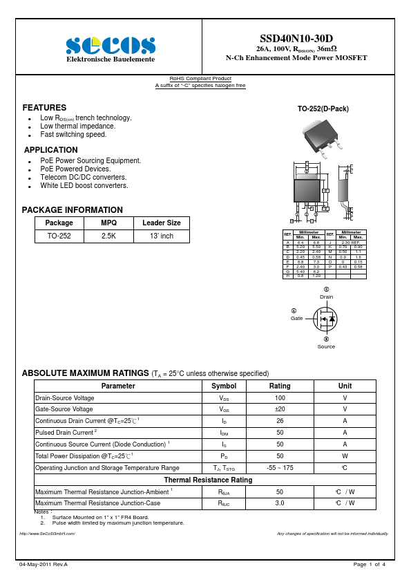 SSD40N10-30D