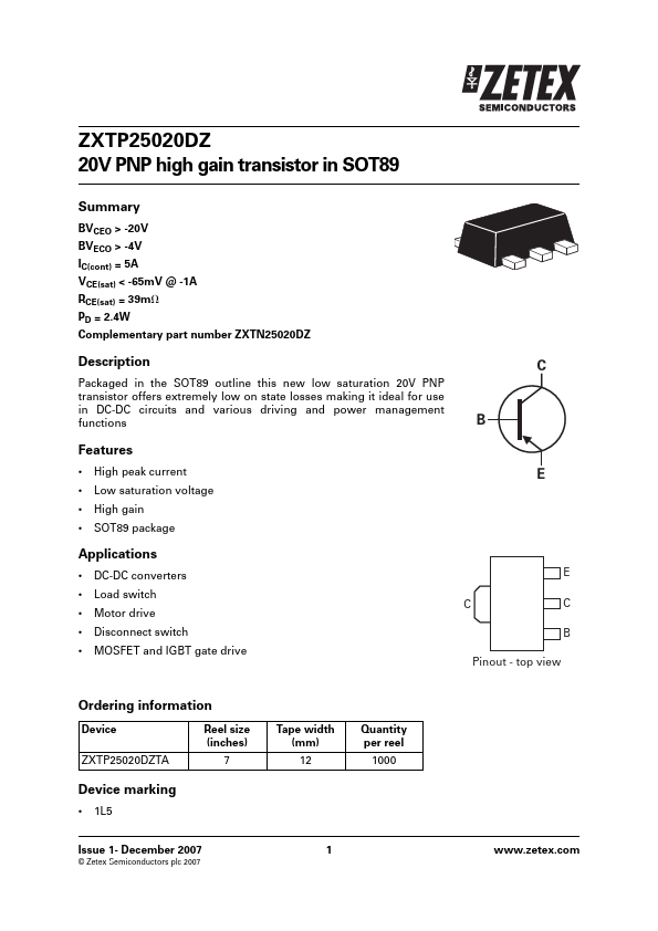 ZXTP25020DZ