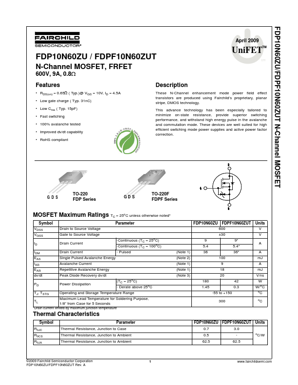 FDP10N60ZU