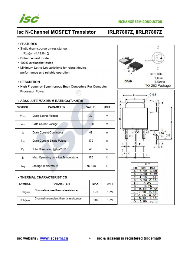 IRLR7807Z