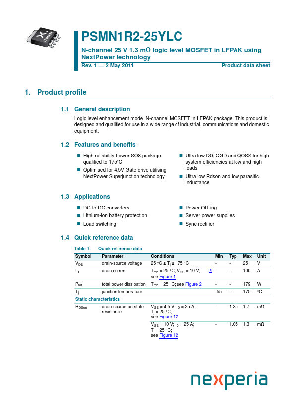 PSMN1R2-25YLC