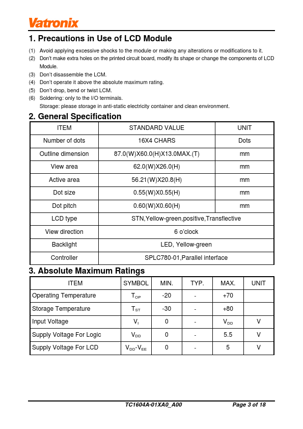 TC1604A-01XA0