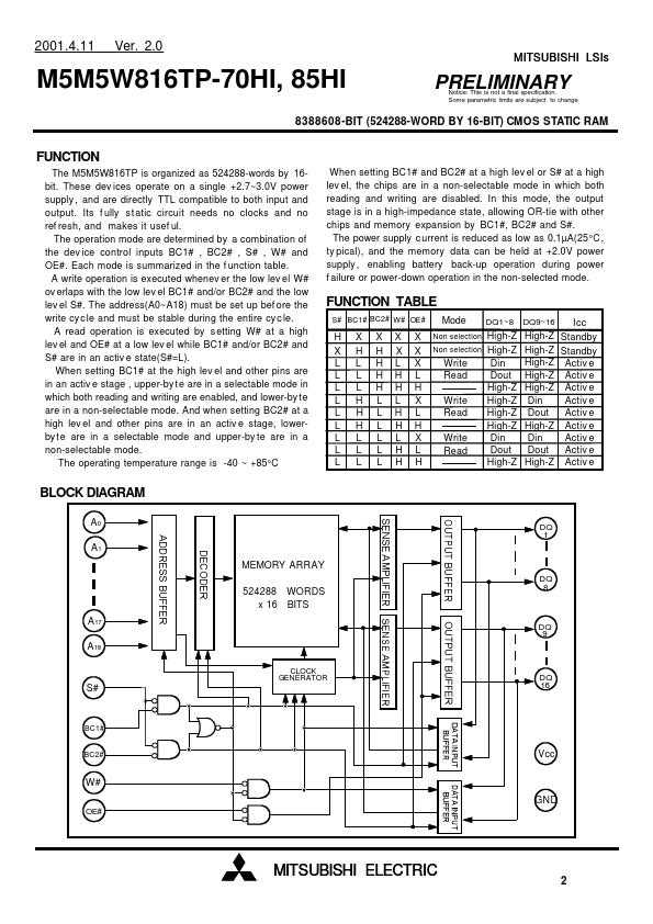 M5M5W816TP-85HI