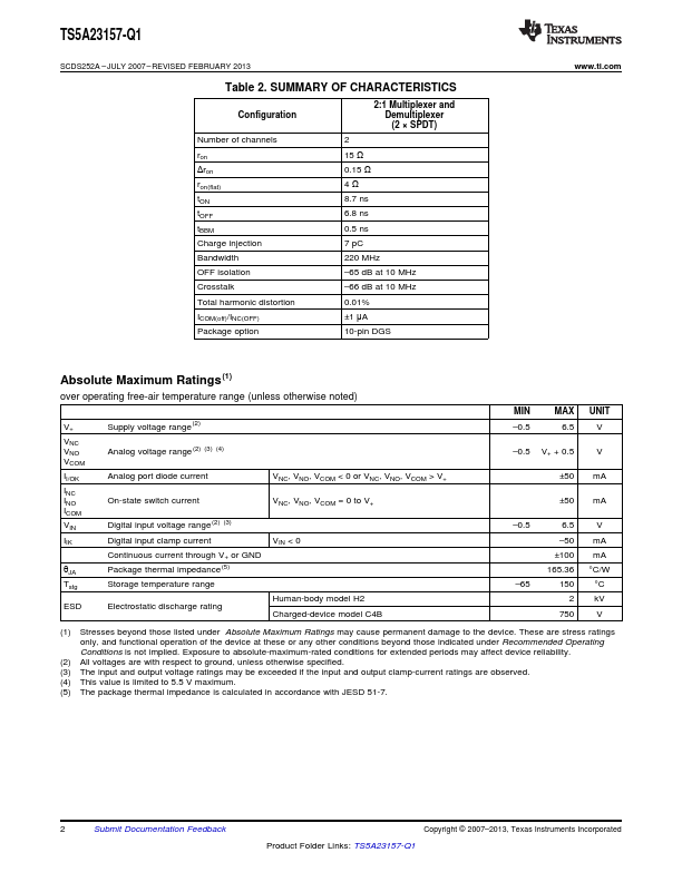 TS5A23157-Q1