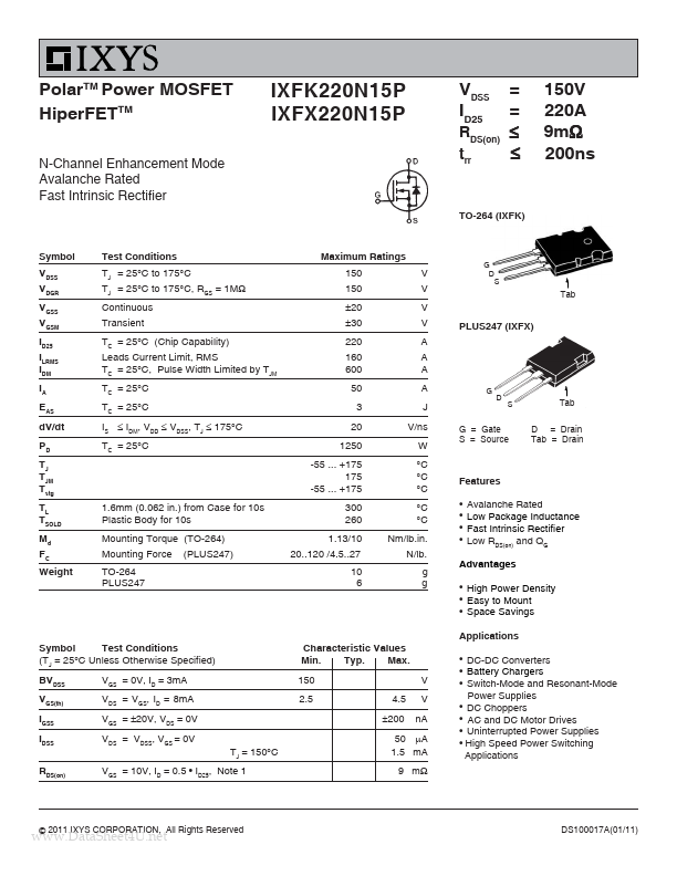 IXFK220N15P