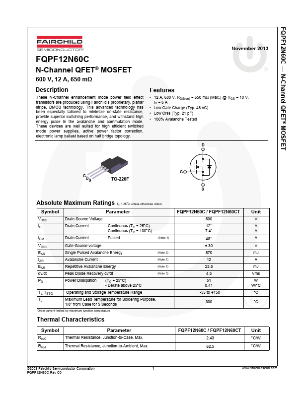 FQPF12N60C