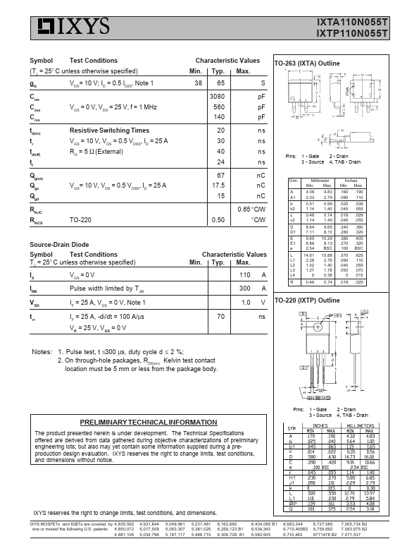 IXTA110N055T