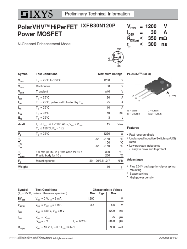 IXFB30N120P