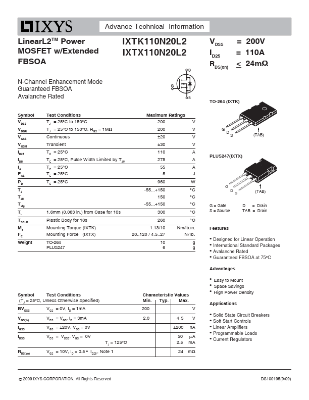 IXTK110N20L2