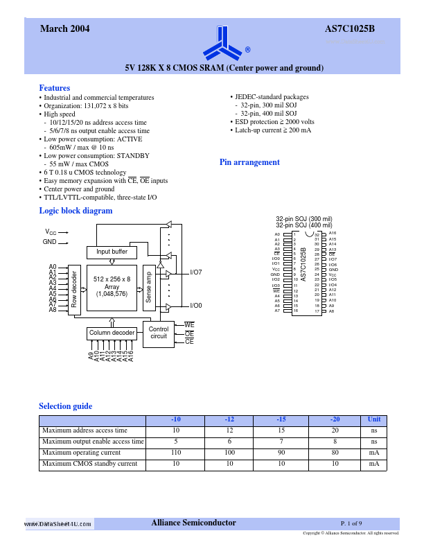 AS7C1025B