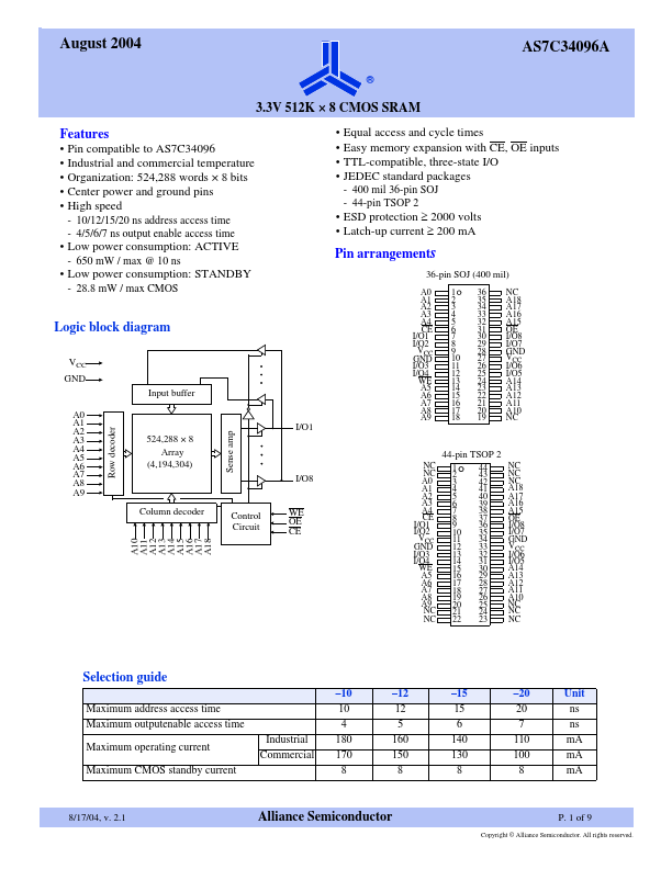 AS7C34096A