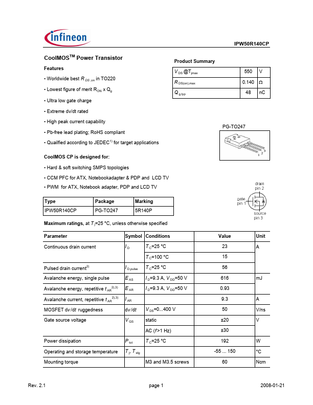 IPW50R140CP