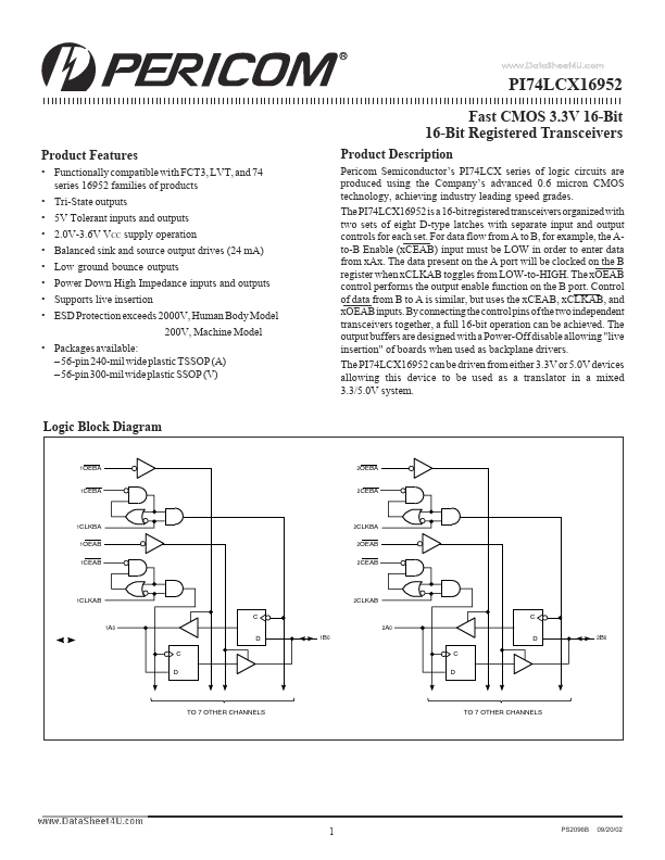 PI74LCX16952