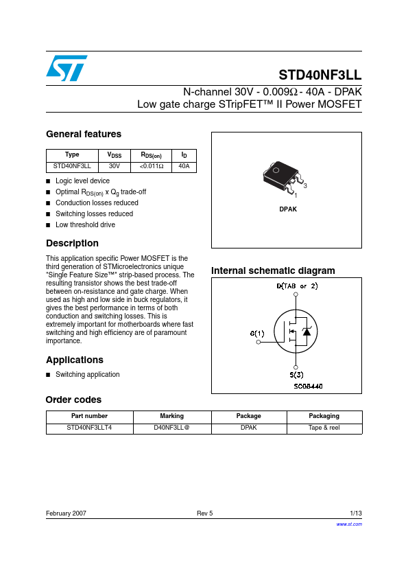 STD40NF3LL