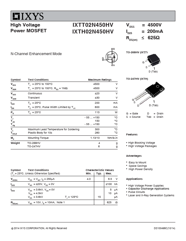 IXTH02N450HV