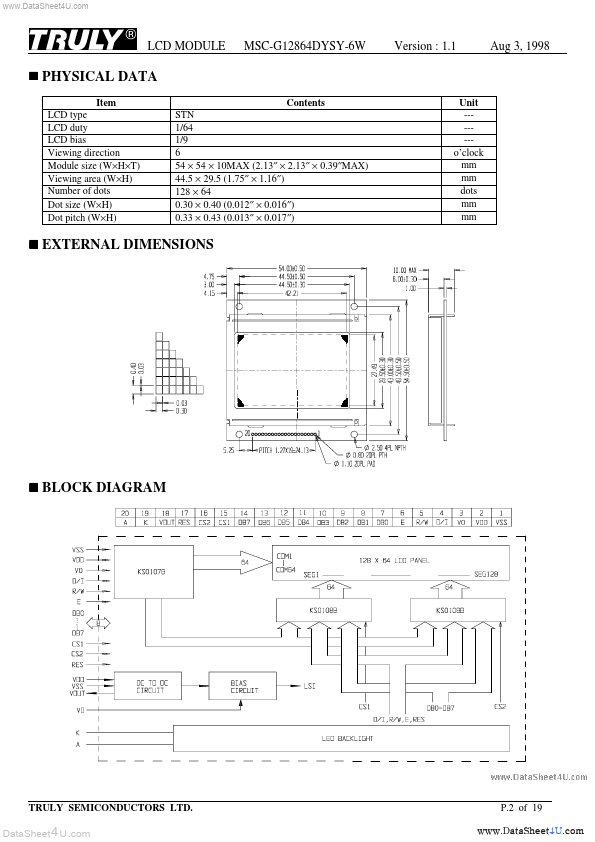 MSC-G12864DYSY-6W