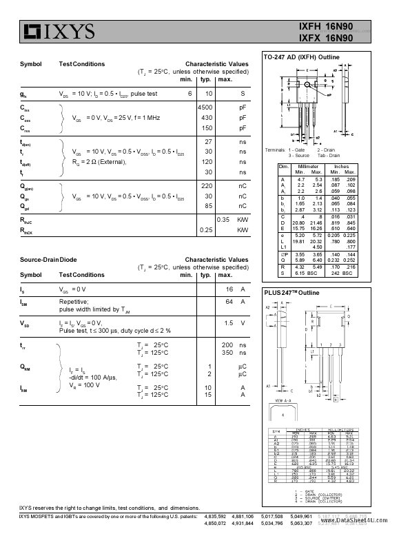 IXFH16N90