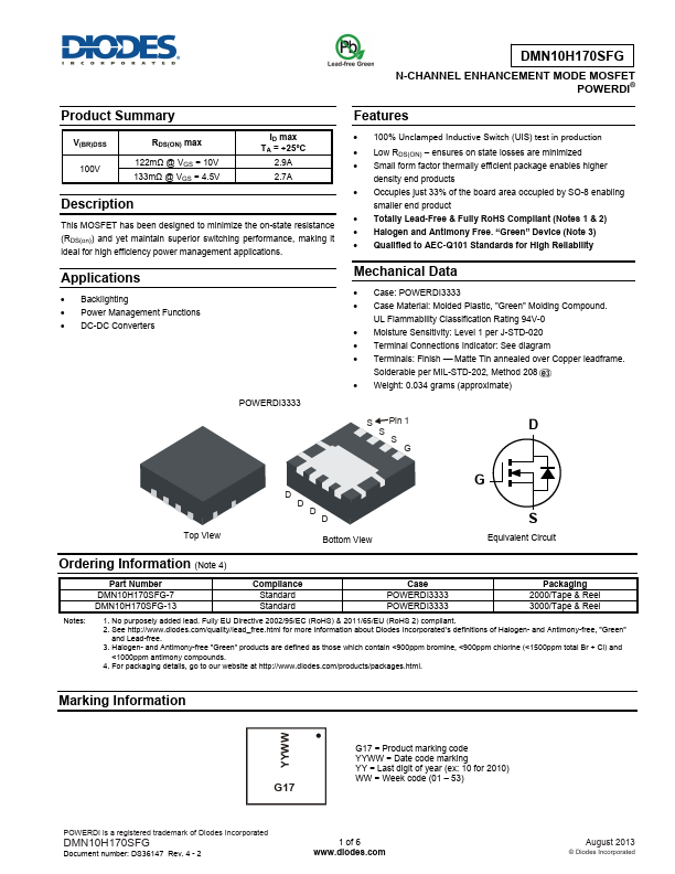 DMN10H170SFG