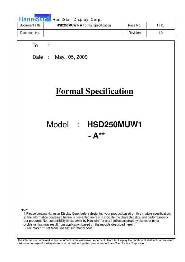 HSD250MUW1-A