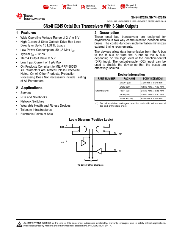 SNJ54HC245W