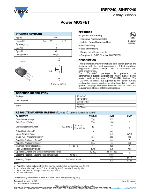 IRFP240PbF