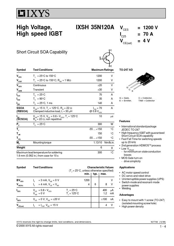 IXSH35N120A