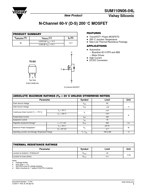 SUM110N06-04L