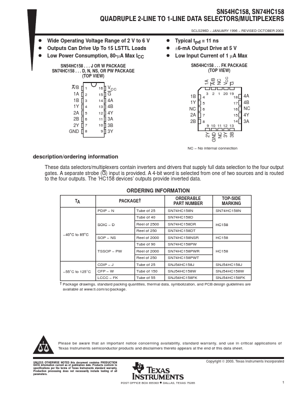 SNJ54HC158W