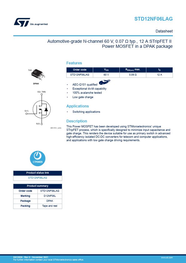 STD12NF06LAG