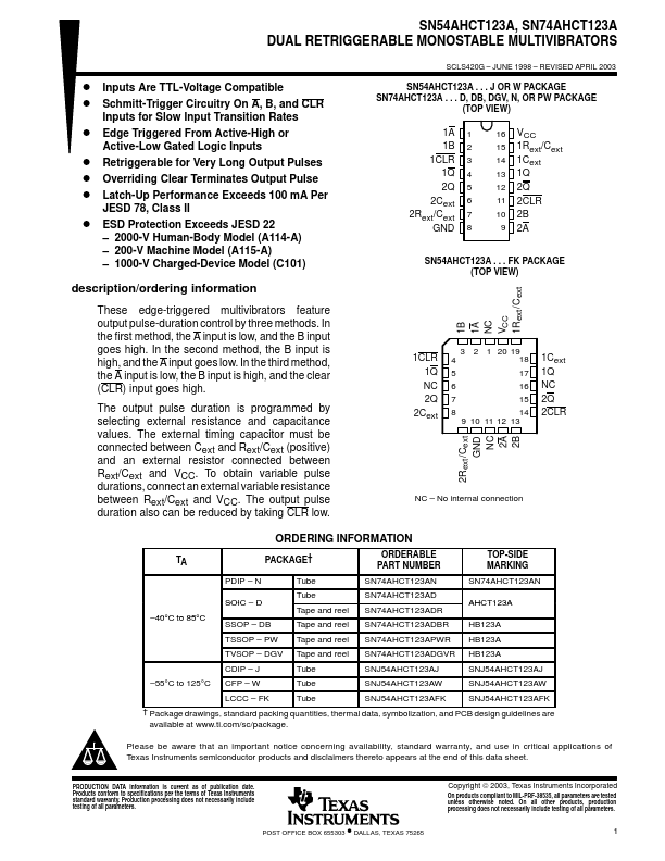 SN54AHCT123A