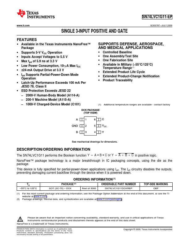 SN74LVC1G11-EP