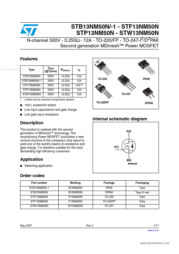 STW13NM50N