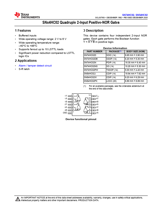 SN54HC02W