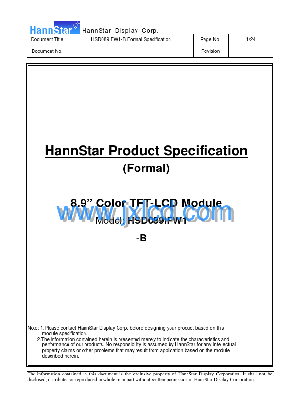 HSD089IFW1-B