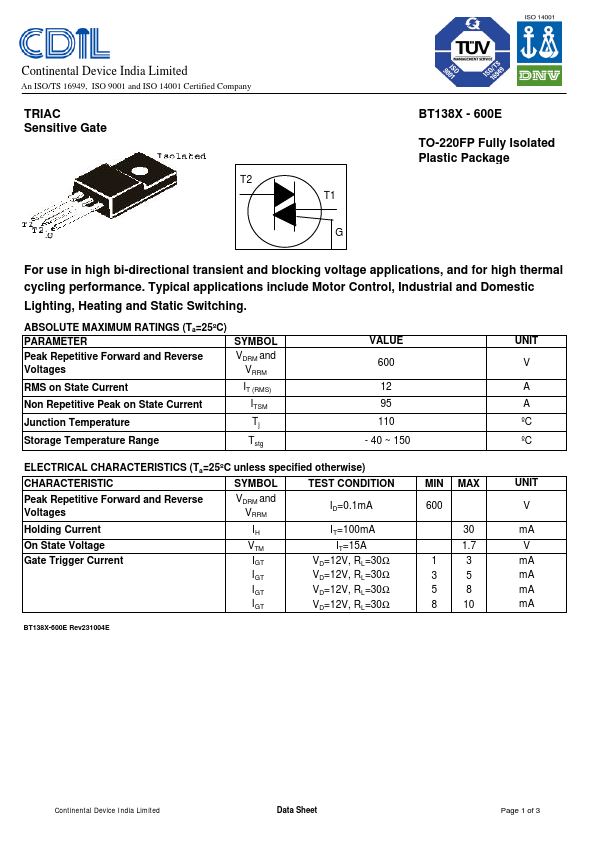 BT138X-600E