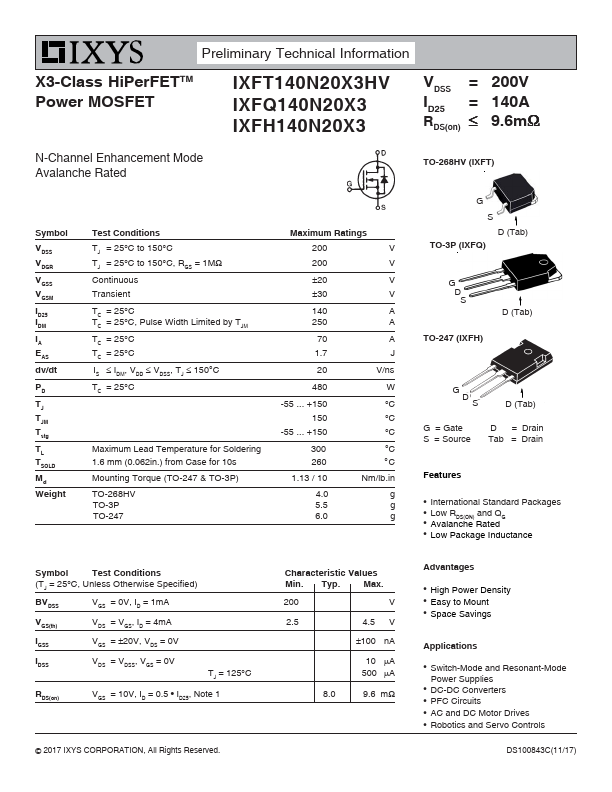 IXFT140N20X3HV